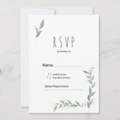 Invitation Monnaie d'aquarelle vert couronne RSVP (Devant)