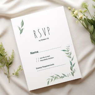 Invitation Monnaie d'aquarelle vert couronne RSVP
