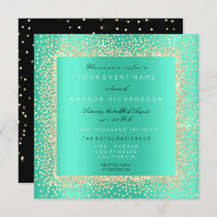 Invitation Monnaie de Confetti Noir minimum Champaigne Aqua