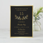 Invitation Monnaie d'or noire Faux Quinceañera (Debout devant)