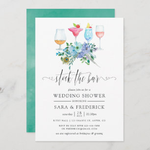 Invitation Monnaie et Boho bleu Stock Floral Bar
