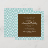 Invitation Monnaie et Brown Elegant Quatrefoil Anniversaire (Devant / Derrière)