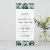 Invitation Monnaie et Damas Noir avec White Slim Wedding Invi (Debout devant)