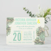 Invitation Monnaie et Jaune Succulent Mariage moderne (Debout devant)