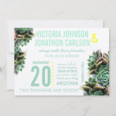 Invitation Monnaie et Jaune Succulent Mariage moderne (Devant)