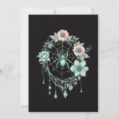 Invitation Monnaie Gothique Araignée Verte Floral Web Handfas (Dos)