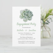 Invitation Monnaie Green Engagement Party Floral Succulent (Debout devant)
