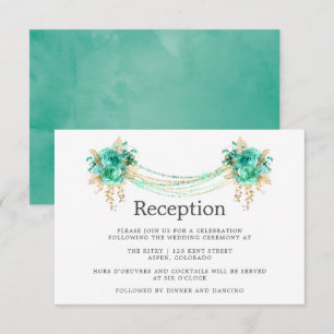 Invitation Monnaie & Or Floral Chaîne Lumières Mariage Récept