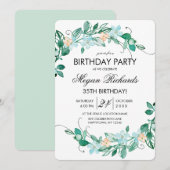 Invitation Monnaie Pêche Florale Wreath Anniversaire Fête Inv (Devant / Derrière)