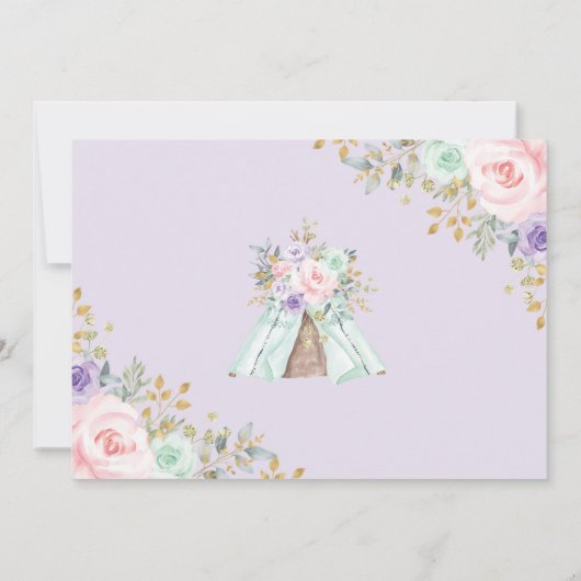 Invitation Monnaie rose Boho Boho Les animaux sauvages (Dos)