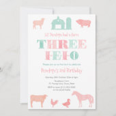 Invitation Monnaie rose TROIS-IEIO Fille 3ème anniversaire (Devant)