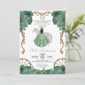 Invitation Monnaie Rose vert clair Ranch Western Quinceanera (Debout devant)