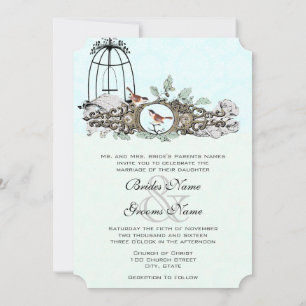 Invitation Monnaie Rustique Romantique Inséparable Birdcage O