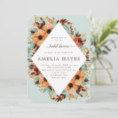 Invitation Monnaie rustique Vert et Fête des mariées Brown Fl (Debout devant)