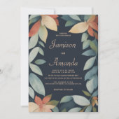 Invitation Monnaie tropicale orange marine bleu mariage (Devant)
