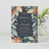 Invitation Monnaie tropicale orange marine bleu mariage (Debout devant)