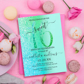 Invitation Monnaie Vert Parties scintillant bleue Ombre Sweet