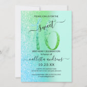 Invitation Monnaie Vert Parties scintillant bleue Ombre Sweet (Devant)