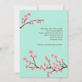 Invitation Monnaie verte et rose cerisier en fleurs Mariage m (Dos)