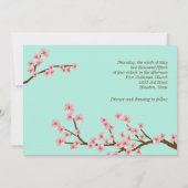 Invitation Monnaie verte et rose cerisier en fleurs Mariage m (Dos)