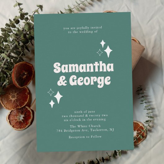 Invitation Monnaie verte les années 70 Mariage Super