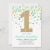 Invitation Monnaie verte Parties scintillant or Confetti 1er  (Devant)