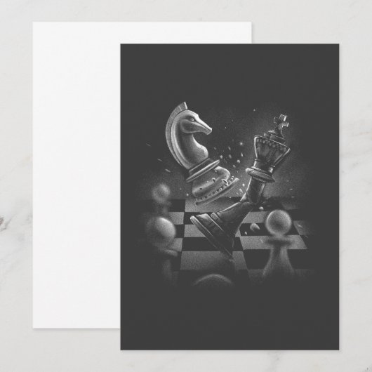 Invitation Monochrom d'échecs dramatique (Devant / Derrière)