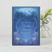 Invitation Monochromatic Blue Enchanted Forest Wedding (Debout devant)