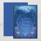 Invitation Monochromatic Blue Enchanted Forest Wedding (Devant / Derrière)