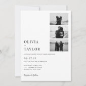 Invitation Monochrome Classic Photo Collage QR Code Mariage (Devant)