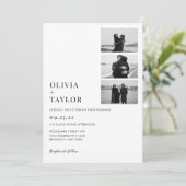 Invitation Monochrome Classic Photo Collage QR Code Mariage (Debout devant)