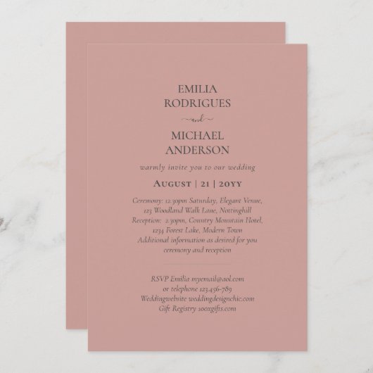 Invitation Monochrome moderne tout en un Mariage budget (Devant / Derrière)