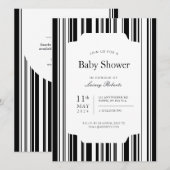 Invitation Monochrome noir et blanc Barcode Bande douche (Devant / Derrière)