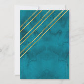 Invitation MONOGRAM BAR MITZVAH turquoise Bande dorée bleue (Dos)