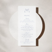 Invitation Monogram Blue Bow Wedding Menu Card