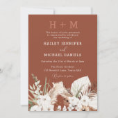 Invitation Monogram Boho Floral Terracotta Mariage (Devant)
