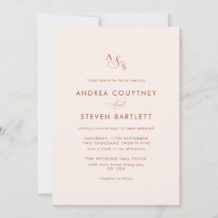Invitation Monogram Cream et Mariage de automne en terre cuit