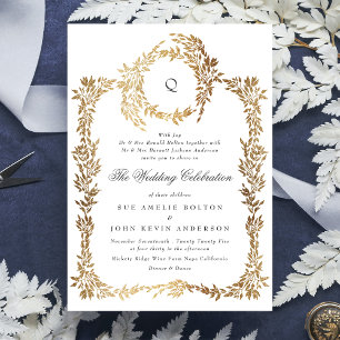 Invitation Monogram Crest classique Mariage élégant