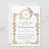 Invitation Monogram Crest classique Mariage élégant (Devant)