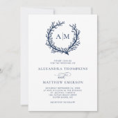 Invitation Monogram Crest Coral Beach Mariage (Devant)