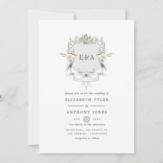 Invitation Monogram Crest Mariage Lakeside (Devant)