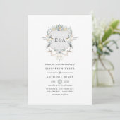 Invitation Monogram Crest Mariage Lakeside (Debout devant)