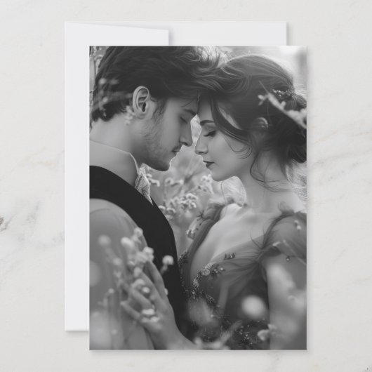 Invitation Monogram Crest Mariage photo noir et blanc (Dos)