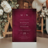 Invitation Monogram Elegant Modern Burgundy Wedding