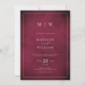 Invitation Monogram Elegant Modern Burgundy Wedding (Devant)