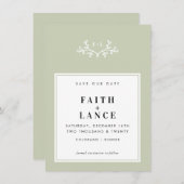 Invitation MONOGRAM ENREGISTRER LA DATE simple mignon brindil (Devant / Derrière)
