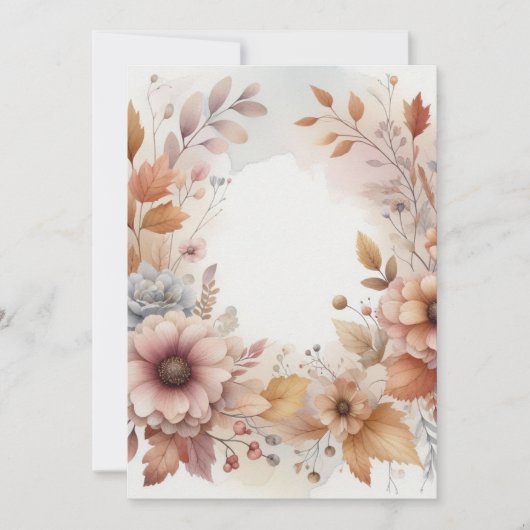 Invitation Monogram Fall leaves and flowers watercolor (Devant)