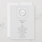 Invitation Monogram Floral Crest Black White Grey Mariage (Devant)