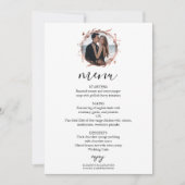 Invitation Monogram Floral Rose Gold Foil Mariage photo Menu (Devant)