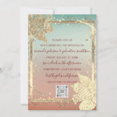 Invitation Monogram Floraux Faux Gold Frame QR Code Ombre (Devant)